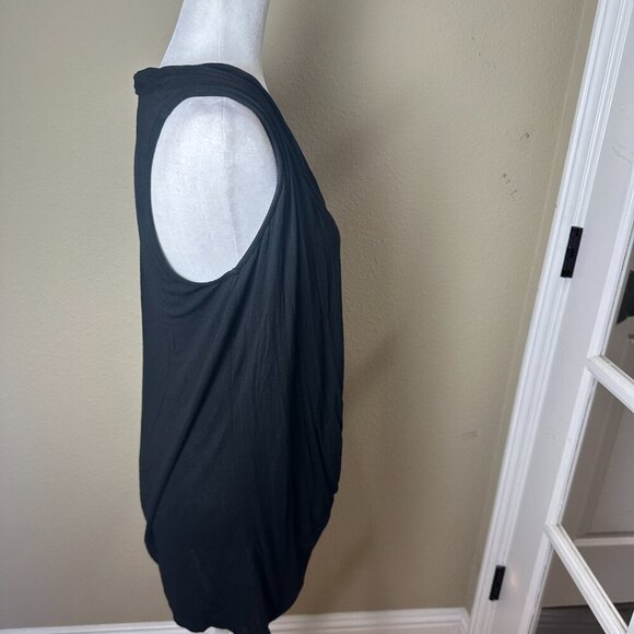 ELLA MOSS Asymmetrical Drape Wrap Front Top Black Size Large - Picture 7 of 10